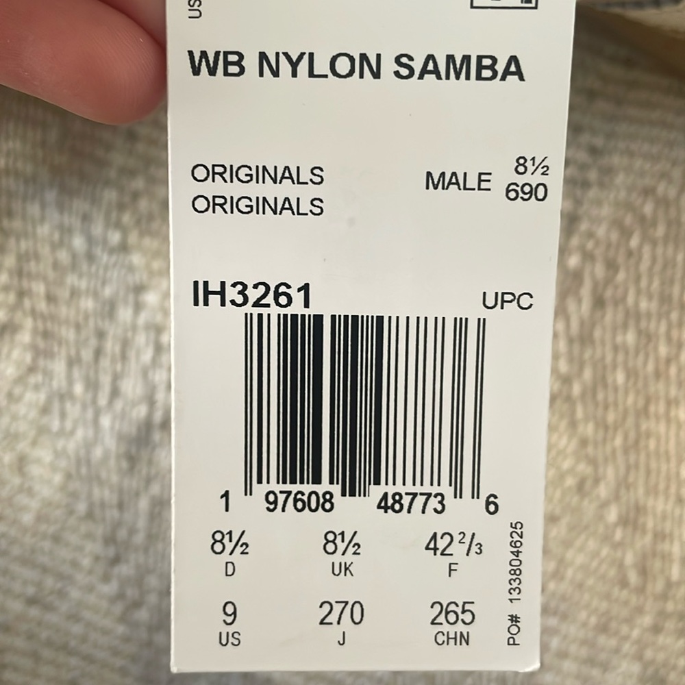 [IH3261] Mens Adidas WB NYLON SAMBA limited edition